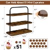 Rustic wooden cupcake stand with a three-tier design and portable structure, accommodating up to 50 cupcakes perfect for parties. - 2 of 4