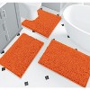 Home Mart Goods 3 Piece Set Orange Soft Cozy Plush Chenille Bath Mat Highly Absorbent Bathroom Rug - 2 of 4