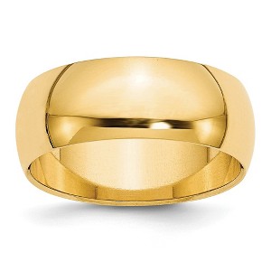 Black Bow Jewelry 7mm to 12mm 14K Yellow Gold Half Round Standard Fit Band - 1 of 4