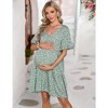 LXT- Maternity Dress Womens Casual Babydoll Dress Ruffle Short Sleeve V Neck Floral Printed Flowy Mini Short Tunic Dress - 3 of 4
