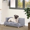 PawHut Luxury Fancy Dog Bed for Small Dogs, Small Dog Couch with Soft Fuzzy & Faux Leather Combo, Dog Sofa Bed, Rectangle Modern Furniture, Puppies - 3 of 4