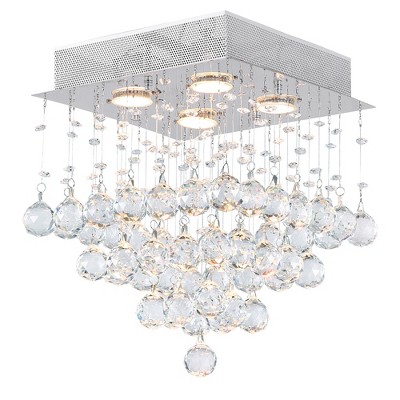 CWI Lighting Square 4 Light Flush Mount With Chrome Finish