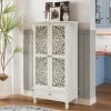 55" Rustic Tall Cabinet with Drawer, Carved Wood Accent Cabinet with Solid Wood Legs, Vintage Storage Cabinet for Living Room or Hallway-Koiai - 2 of 4