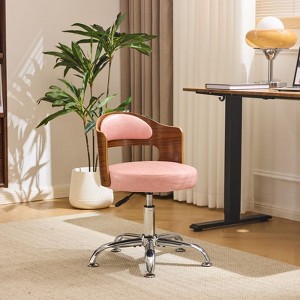 Karl Home | Ring-Shaped Wooden Back Office Chair With Foot Spikes And Wheels - 1 of 4