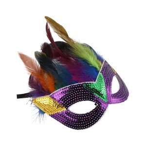 Unique Bargains Sequined Feathers Party Mask 1 Pc - 1 of 4