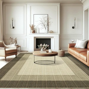 Washable Runner Rug Modern Neutral Low Pile Non Shedding Soft Bordered Carpet for Kitchen Bathroom - 1 of 4
