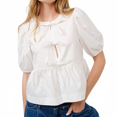Women's Tie Front Peplum Blouse - Aaron & Amber