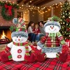 13" H Christmas Snowman Family with Red Knitted Scarf and Hat Christmas Decor, Christmas Family Snowman Figurines Ornaments Tabletop Decorations - 2 of 4