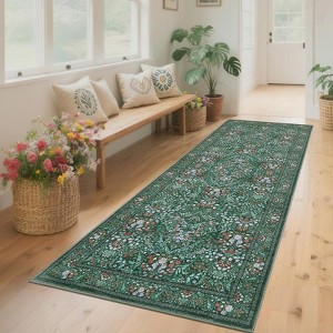2x6FT Modern Washable Area Rug for Living Room, Floral Printed Floor Rug with Non Slip Backing, Low Pile Stain Resistant Carpet for Dorm Office - 1 of 4