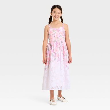 Girls' Chiffon Watercolor Floral Maxi Dress - Cat & Jack Light Pink XXL  Plus : Target