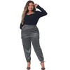 Agnes Orinda Women's Plus Size Satin Elastic Waist Athleisure Ankle Length Casual Jogger Pants - 3 of 4
