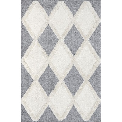 Nuloom Eimile Diamond Trellis Shag Indoor Area Rug 5x7, Blue
