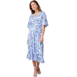 ellos Plus Size Knit Midi Dress With Surplice Neckline & Waist Tie - 1 of 3