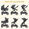2 in 1 Baby Stroller, High Landscape Infant Stroller, Pushchair Adjustable Backrest, Foldable Aluminum Alloy Anti-Shock Stroller - 3 of 4