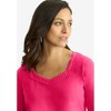 Jessica London Women's Plus Size Dot Trim Sweetheart Neck Tee - 4 of 4