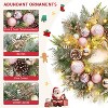 22" Large Lighted Christmas Wreath, Battery Operated Lighted Xmas Wreaths with Balls 30 Lights and Timer for Indoor Outdoor Holiday Decorations - 3 of 4