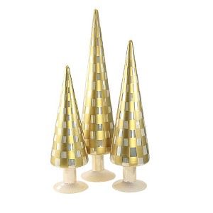 Cody Foster 18.25 In Trees Straw Set/3 Christmas Decorative Tree Set , Christmas Decor Checkered Glass Tree (3PC) - 1 of 1