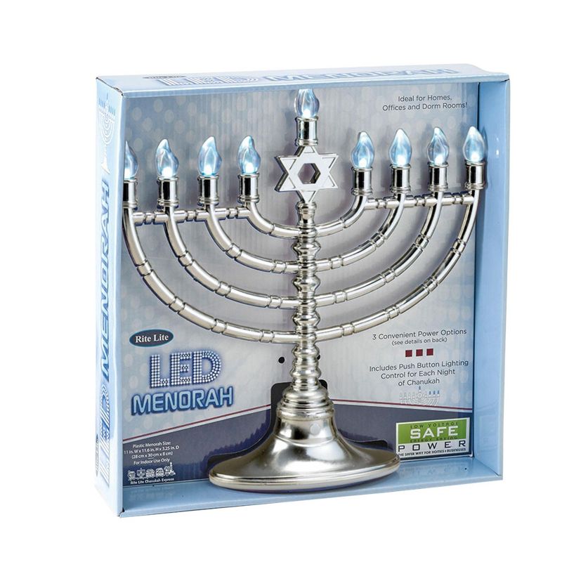 Rite Lite 11.5" Traditional Style LED Electric Hanukkah Menorah - Silver, 5 of 6