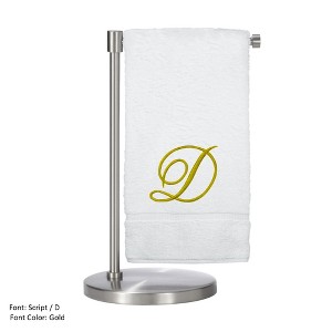 BC BARE COTTON Monogrammed Bath Towel, Personalized Gift, 27 x 54 inches - Set of 2 - White - Gold Script - 1 of 1