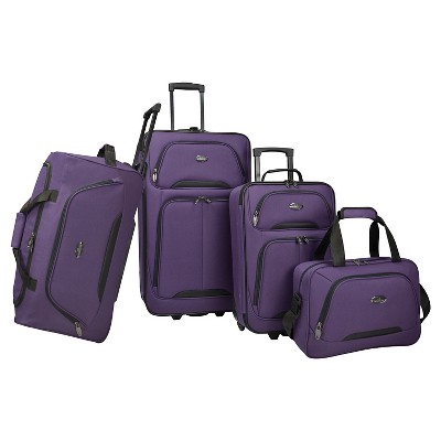 U.s. Traveler Vineyard 4pc Softside Checked Luggage Set Purple Target