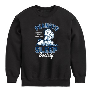 Boys' - Peanuts - Peanuts Sleep Society Graphic Long Sleeve Fleece Sweatshirt - 1 of 4