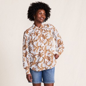 Lands' End Women's Voile Shirred Trim Insert Shirt - 1 of 4