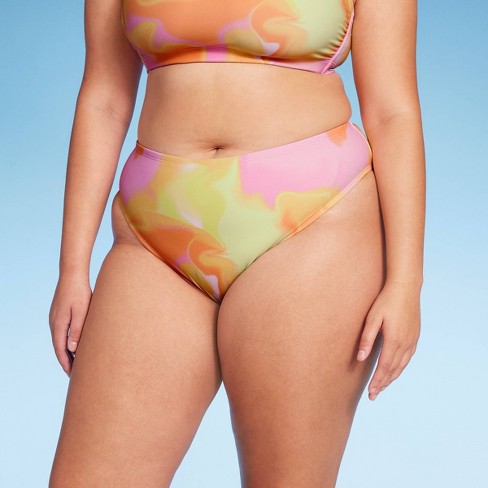 Women's High Leg Cheeky Bikini Bottom - Wild Fable™ Pink/orange/yellow  Tie-dye : Target