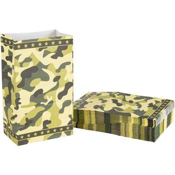 Blue Panda 36-Pack Camo Camouflage Party Favor Bags for Kids Birthday Treat, Goodie & Gifts, 8.7 inches