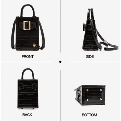Сумки MKF Collection Mini Vertical – Croc Embossed Top Handle Phone Crossbody Purse MKF Collection by Mia K - Black — фото 7