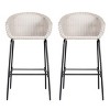 Set of 2 Outdoor Wicker Bar Stools with Armrests and Metal Legs, Counter Height Chairs for Patios, Poolside Bars, or Compact Kitchens-The Pop Home - 2 of 4