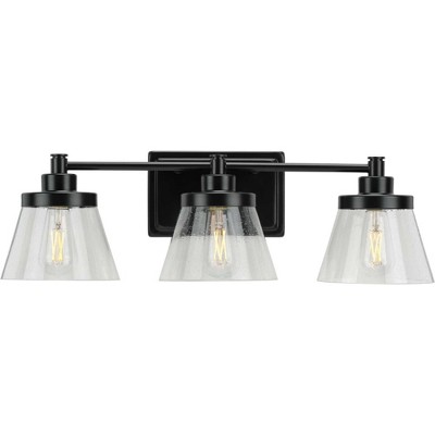 Matte Black Steel 3-Light Dimmable Bath Vanity Fixture
