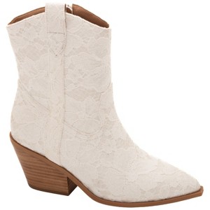 Hey Girl by Corkys Rowdy Short Western Boots, White Lace - 1 of 2