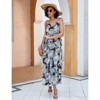 Coolmee Women's Boho Floral Dress Suspender V Neck Closed Waist Loose Maxi Dress Blue Flower XL - 2 of 4