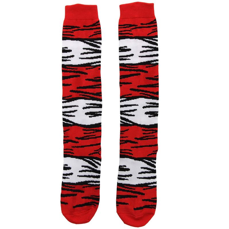 HalloweenCostumes.com One Size Fits Most  Dr. Seuss Cat in The Hat Striped Costume Socks for Adults., Black/Red/White, 3 of 6