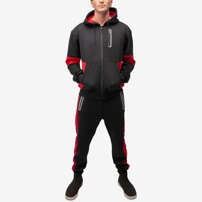 Cultura Full-zip Hoodie And Jogger Set In Black/red Size Large : Target