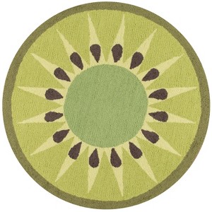 3' Fruit Hooked Round Accent Rug Green - Novogratz By Momeni: Handmade Low Pile Polyester, Modern Kitchen Decor - 1 of 3