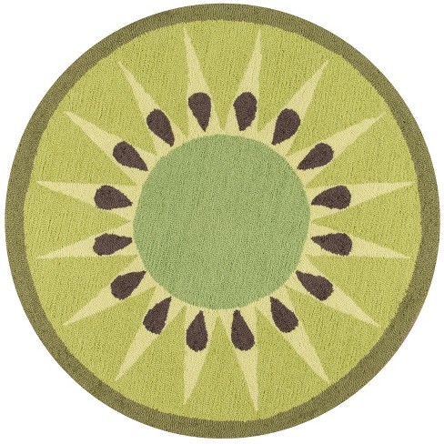 3 Fruit Hooked Round Accent Rug Green, Round Rug Target