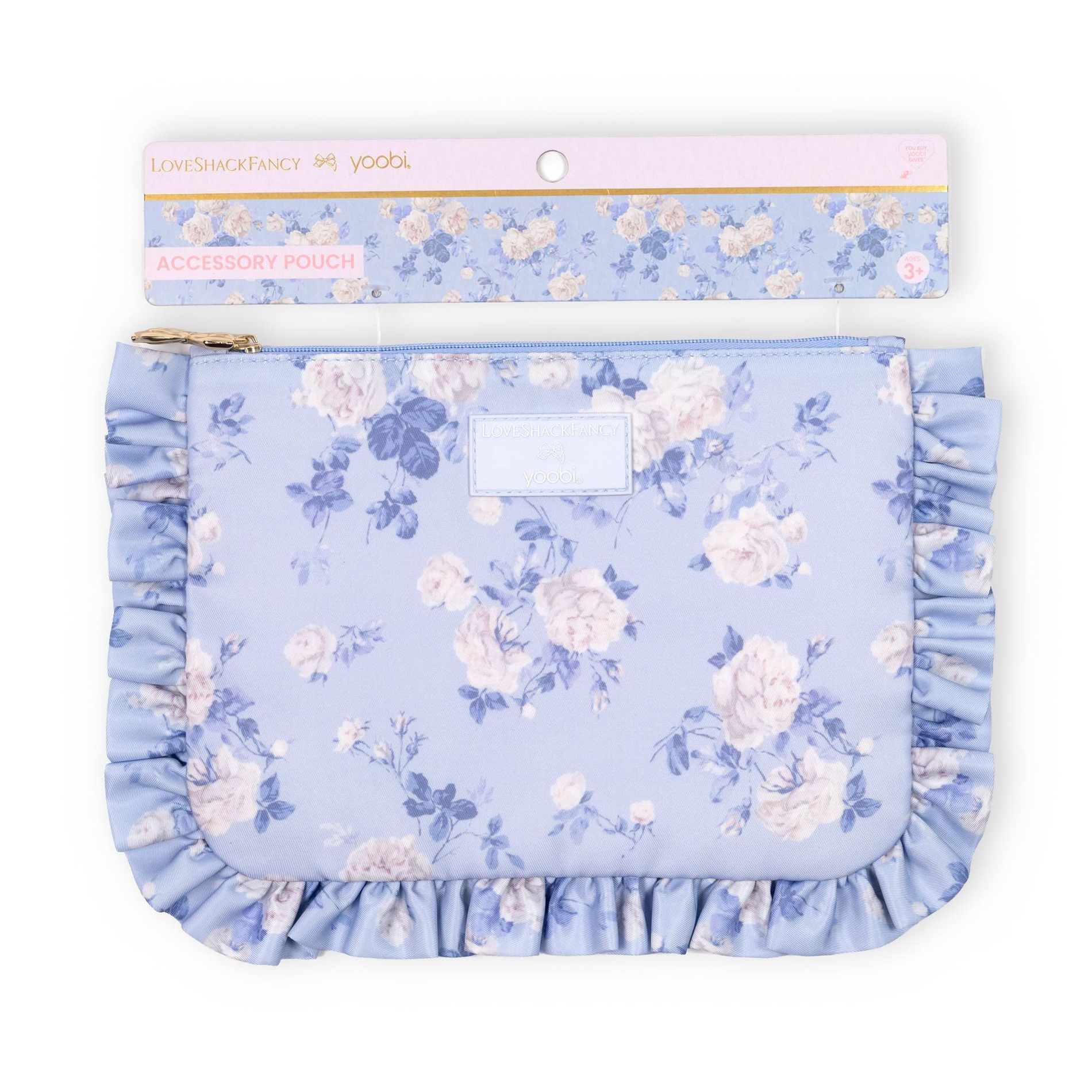 LoveShackFancy x Target - Yoobi Everblooming Rosettes Flat Zip Pencil Case with Ruffles Whisper Blue