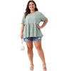 Agnes Orinda Women's Plus Size Crew Neck Short Sleeve Summer Casual Flowy Babydoll Blouses - 3 of 4