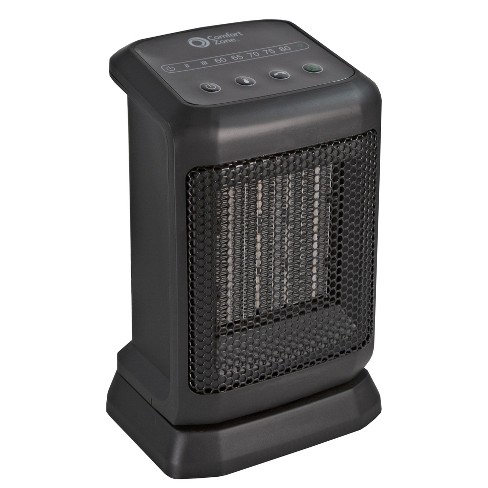 Comfort Zone 1500 Watt Energy Save Oscillating 3 Heat Setting With Fan Only  Mode u0026 Adjustable Thermostat Personal Space Heater Cz465ebk Black : Target