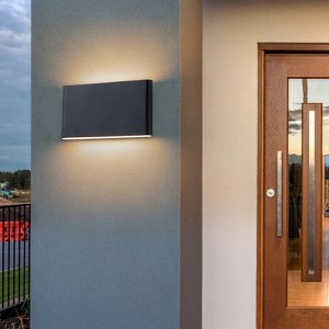 LLHZSY 9 4/5"W x 4 1/2"H" Modern Outdoor Wall Light Fixture New Box LED Exterior Sconce Light Mount Porch Yard Front Door House -Black - 1 of 4