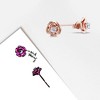 0.3 CT. T.W. White Sapphire Flower Stud Earrings in Sterling Silver - Pink - 3 of 4