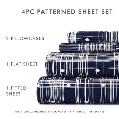 Navy Polka Dot Full Cotton Microfiber Sheet Set