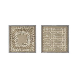 Set of 2 Intricate Abstract Shadow Box Wall Decors Gray/White/Beige - A&B Home: MDF Material, Transitional Style, Includes Mounting Hardware - 1 of 4