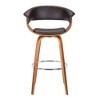 30" Julyssa Mid-Century Swivel Barstool: Faux Leather & Walnut Wood - Armen Living - image 3 of 4