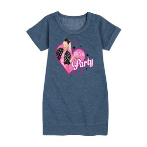 JoJo Siwa Life's a Party Graphic Short Sleeve Fleece Dress - Heather Navy - Small - 1 of 4