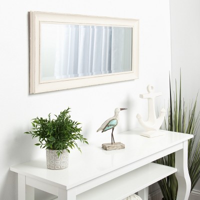 Macon Distressed Soft White Full Length Beveled Wall Mirror 16x36