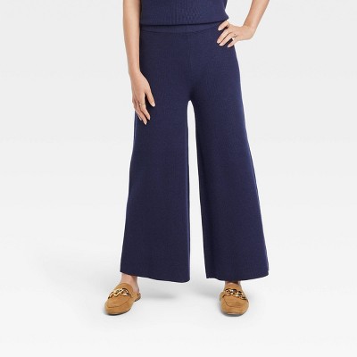 Women's High-Rise Ribbed Sweater Wide Leg Pants - A New Day™