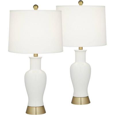 Pacific Coast Lighting 26 1/2" Tall Traditional Table Lamps Set of 2 Almond White Ceramic Living Room Bedroom Bedside Nightstand House Office
