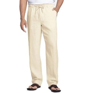 COOFANDY Men's Casual Linen Pants Elastic Waist Drawstring Beach Summer Pants Lightweight Linen Trousers - 1 of 4